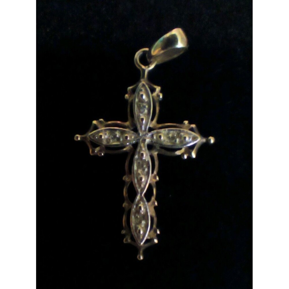 10k yellow Gold Cross Pendant Charm dainty religion feminine Christian religious
